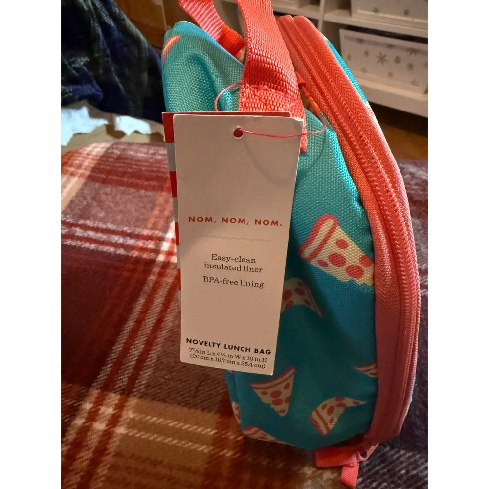 Cat Jack Pizza‎ Print Lunch Bag Insulated Easy Clean BPA Free Kids